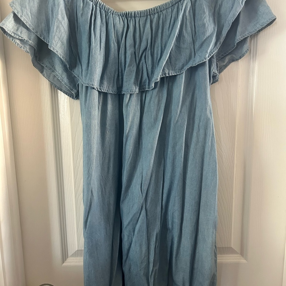 Off-Shoulder Denim Dress